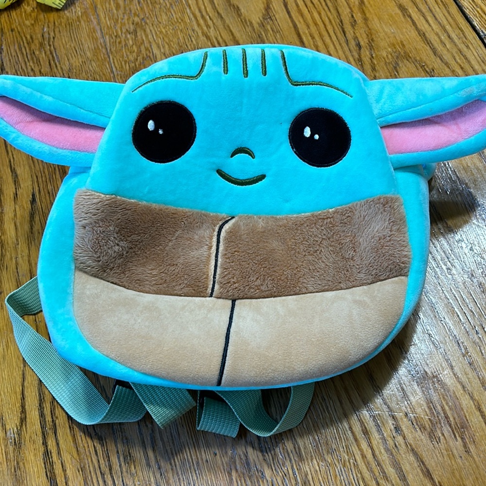 Baby Yoda Star Wars plush small backpack.  Some stains.